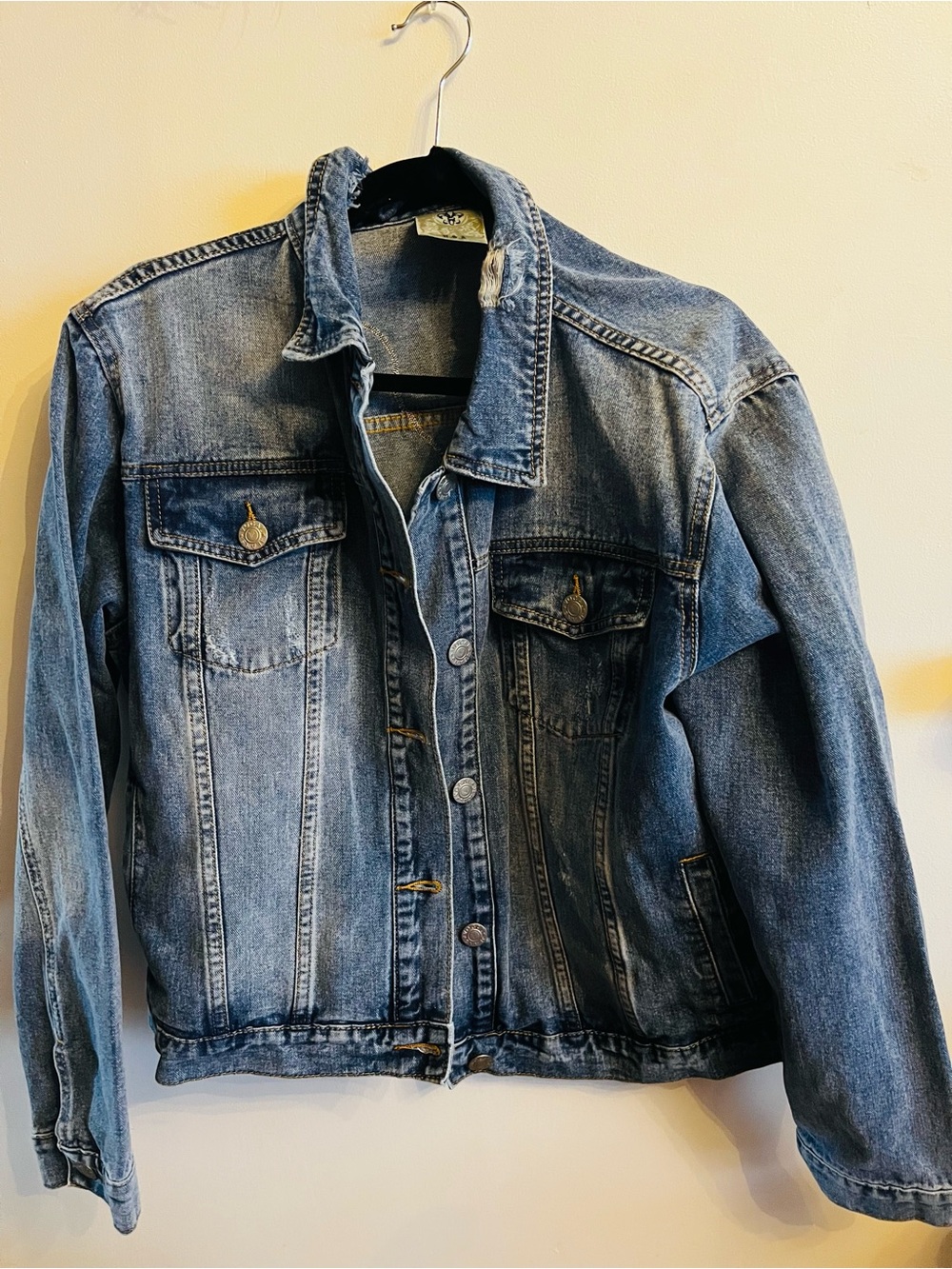Classic Blue Denim Jacket - Women's Angel Wing Jean Jacket